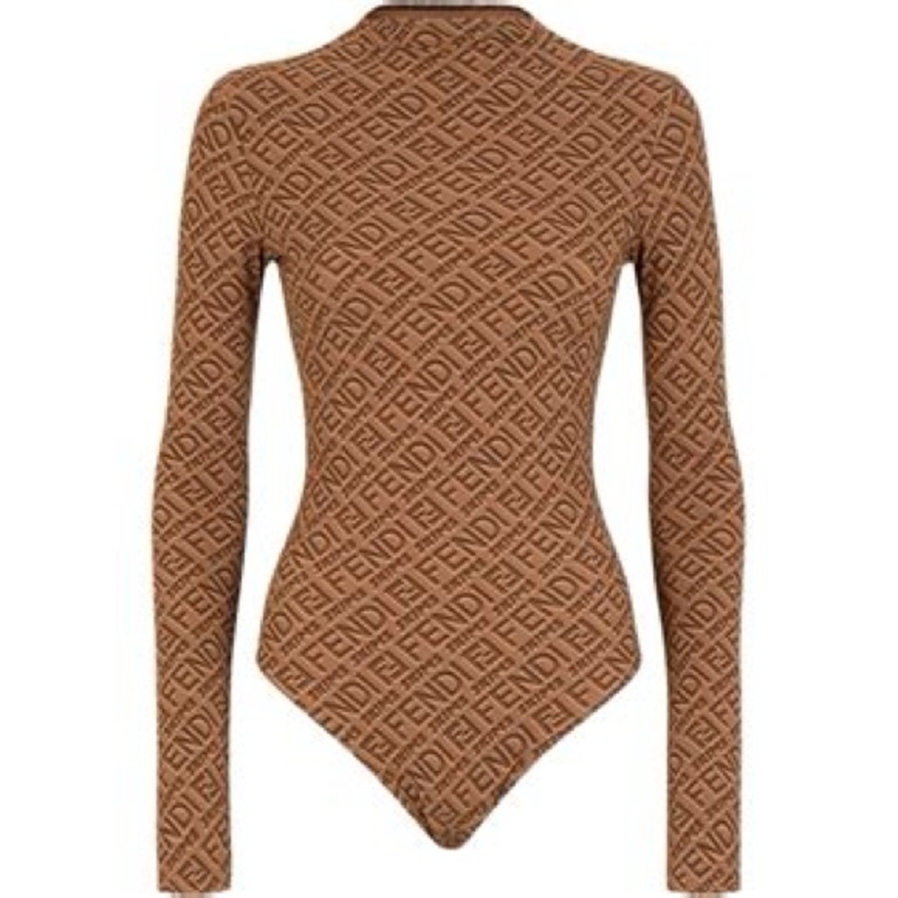 Fendi Skims Tan Logo Print Bodysuit